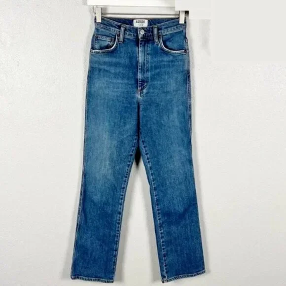 AGOLDE Pinch Waist High Rise Straight Jeans Size 24 Distressed Denim - Picture 2 of 5